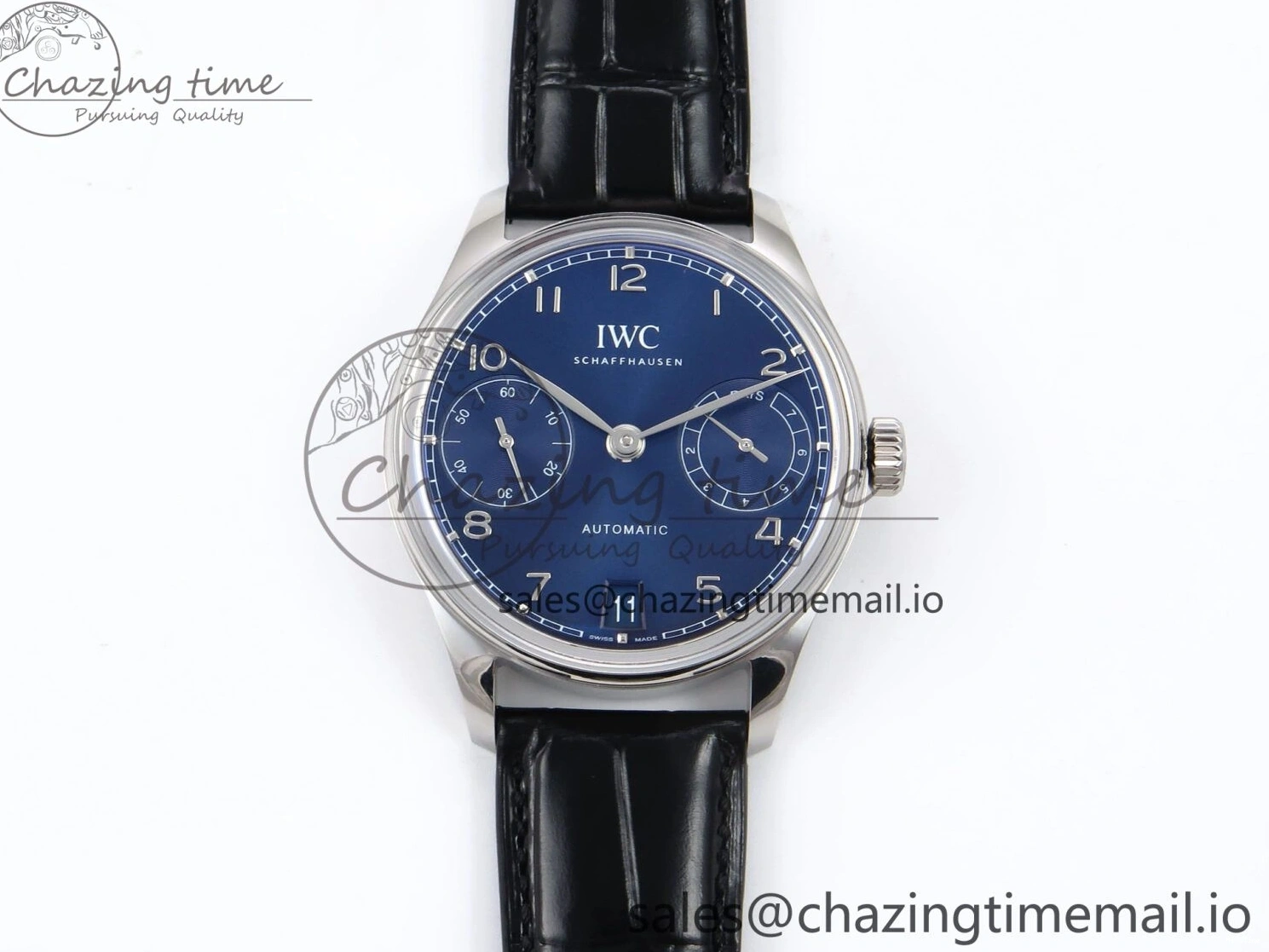 MIROTIME 0127 Portugieser Automatic SS IW501704 APSF 1:1 Best Edition Blue Dial on Black Leather Strap A HighPerformance 7008